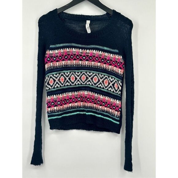 Aeropostale black with multi color stripes sweeter size XS - Picture 1 of 7